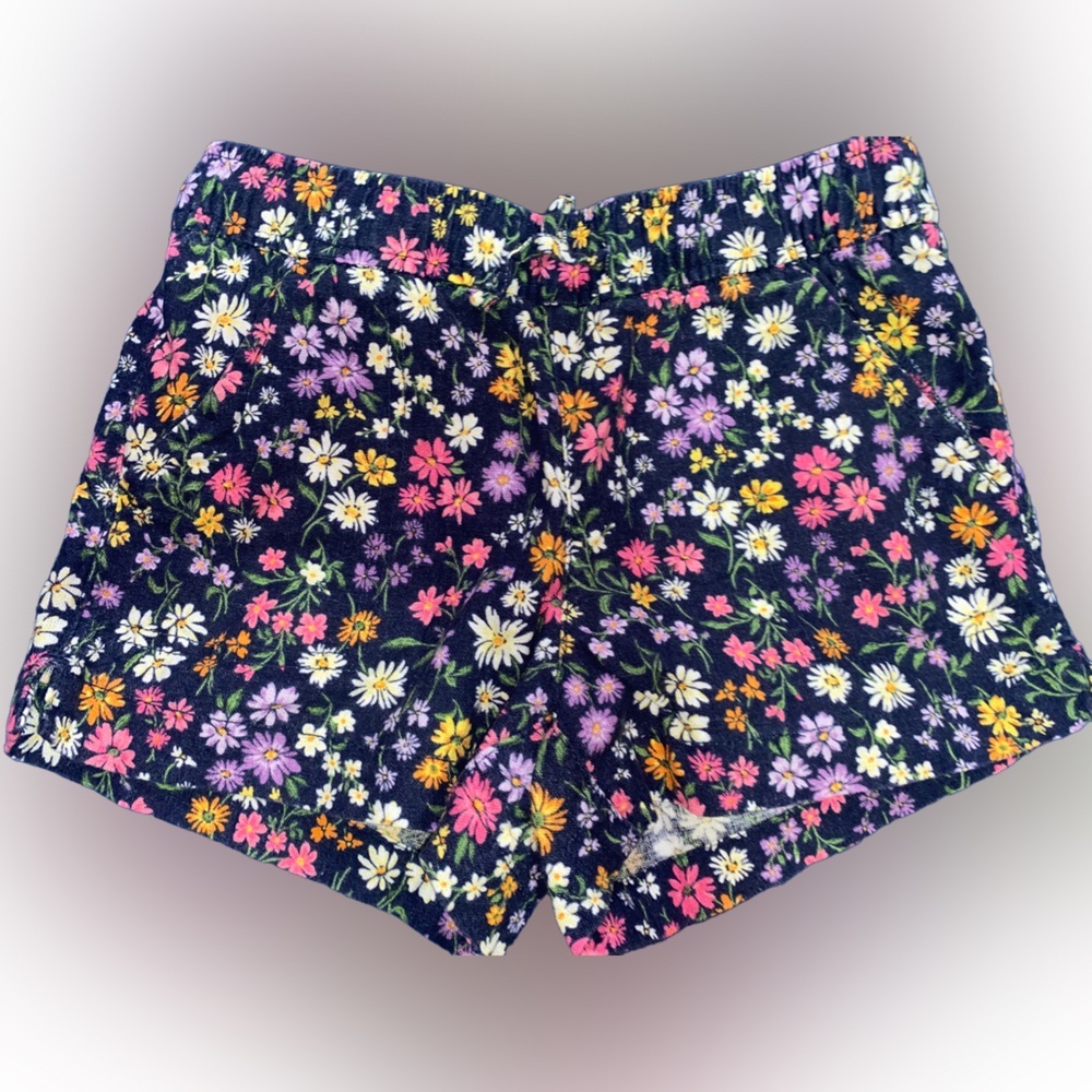 Old Navy Girls Navy Floral Linen Blend Shorts Size S 6/7